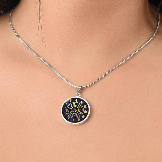 Hekate Magic Strophalos Necklace | Hekate Moon Phase Pendant