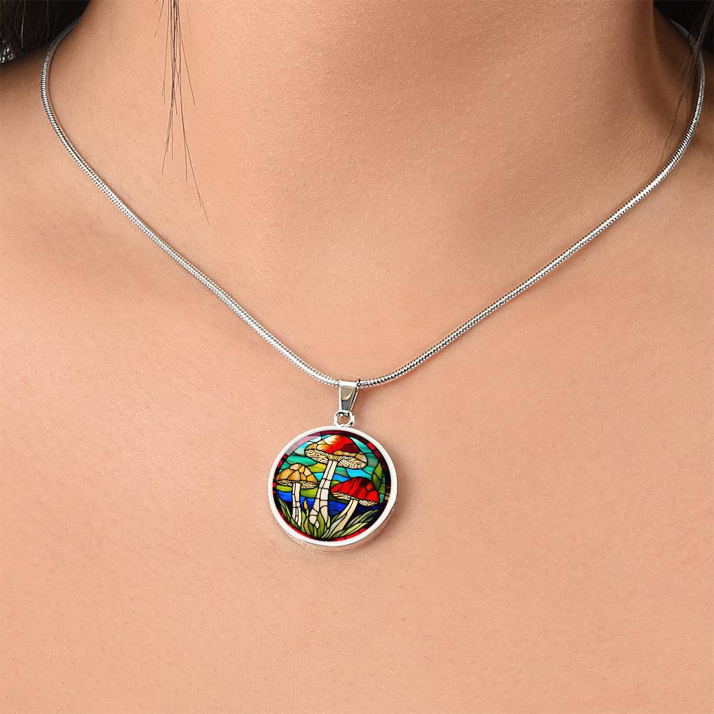 Mushroom Pendant Stained Glass Art Effect