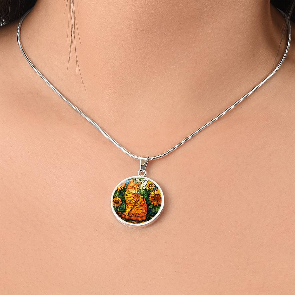 Ginger Cat Faux Stained Glass Necklace | Ginger Cat Pendant