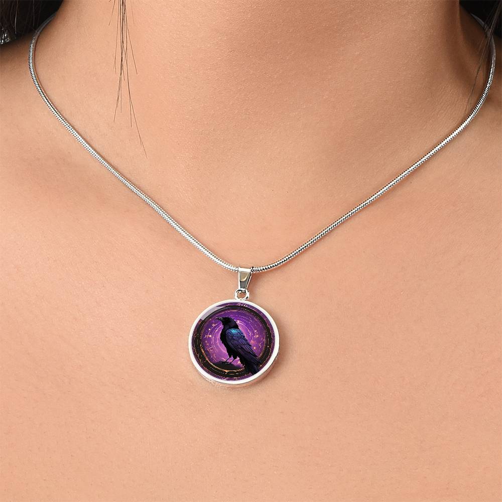 Purple Raven Pendant | Black Bird Jewelry  | Crow Necklace | Spooky Symbolic Gift | Gifts for Her | Goth Necklace