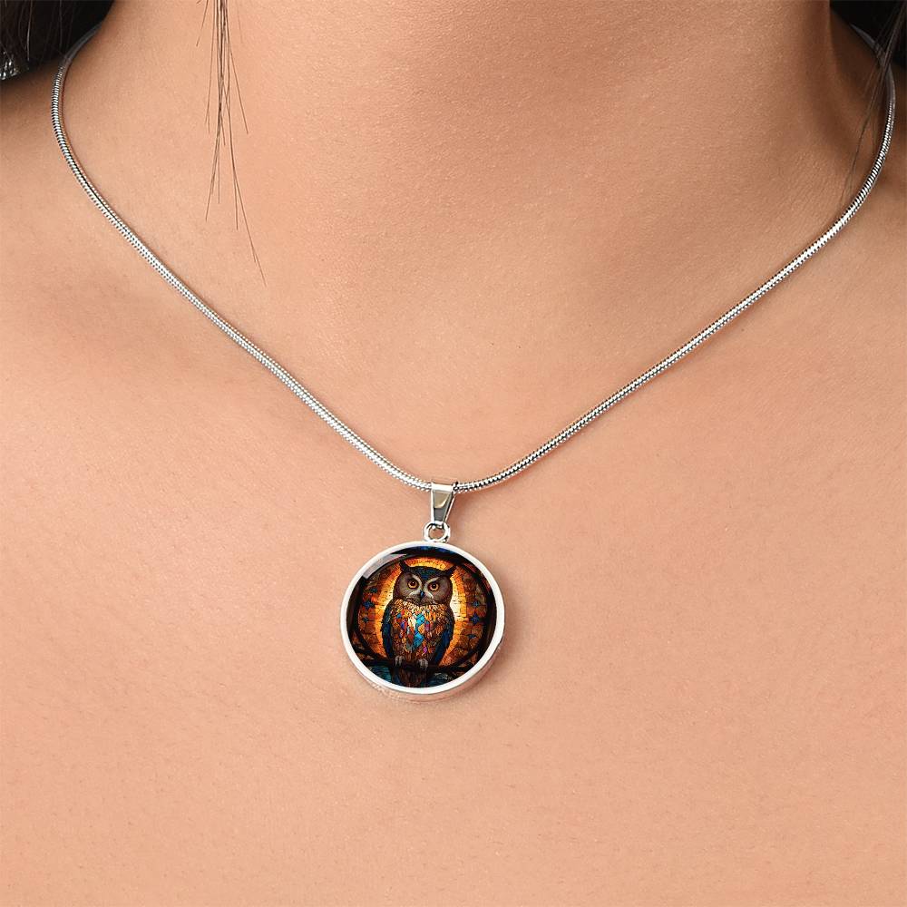 Owl Faux Stained Glass Pendant | Owl Necklace | | Owl Lover Gift