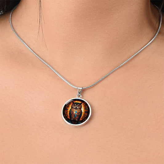 Owl Faux Stained Glass Pendant | Owl Necklace | | Owl Lover Gift