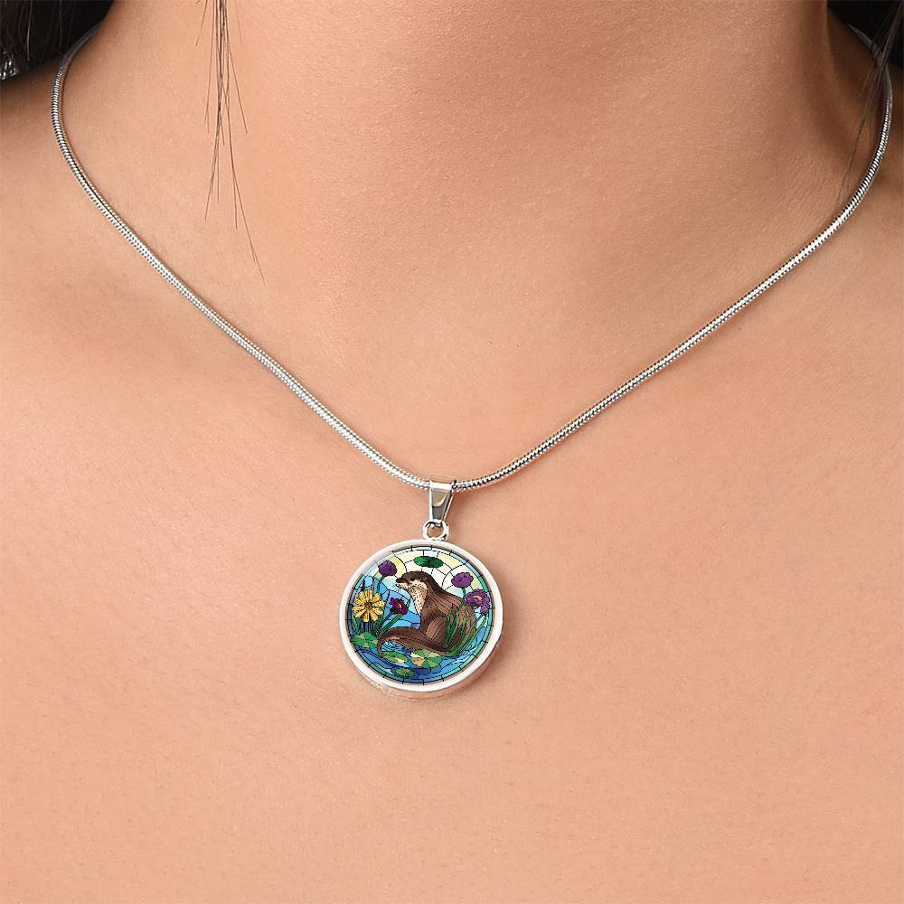 Otter Faux Stained Glass Pendant