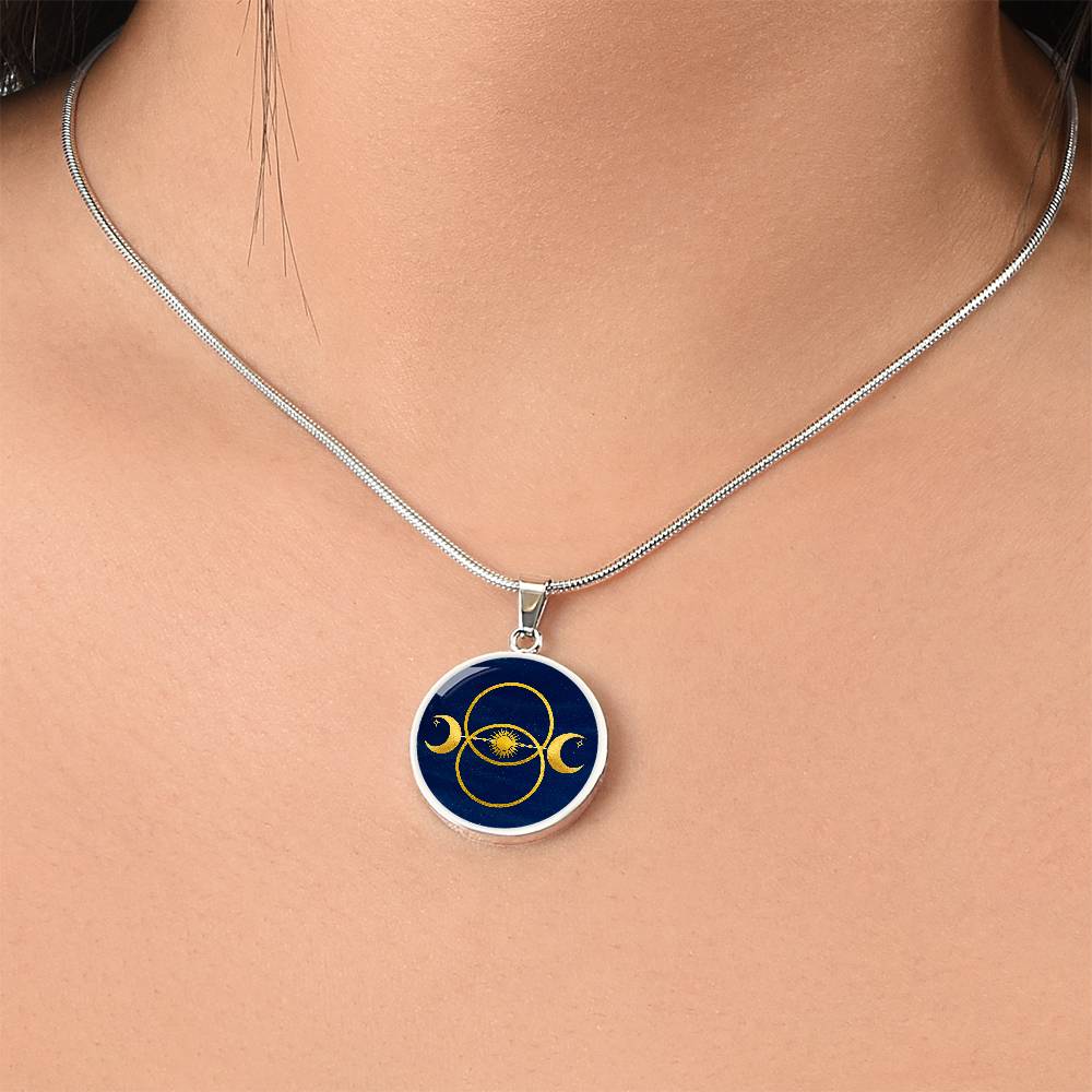 Triple Moon Sun Vesica  Pisces Pendant