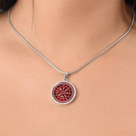 Vegvisir Pendant | Wayfinder Viking Compass Necklace | Norse Runes Necklace | Nordic Pagan Protection Amulet