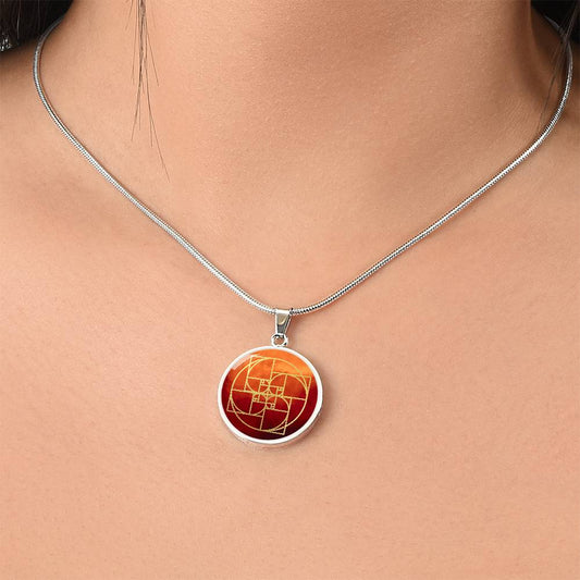 Fibonacci Spiral Necklace / Golden Ratio Pendant - Red