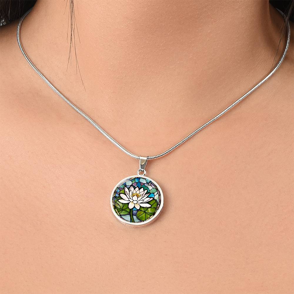 Birth Month Flower Necklace | Lily of the Valley Birth Flower Necklace | May Birth Flower Necklace | Stained Glass Personalized Pendant Necklace