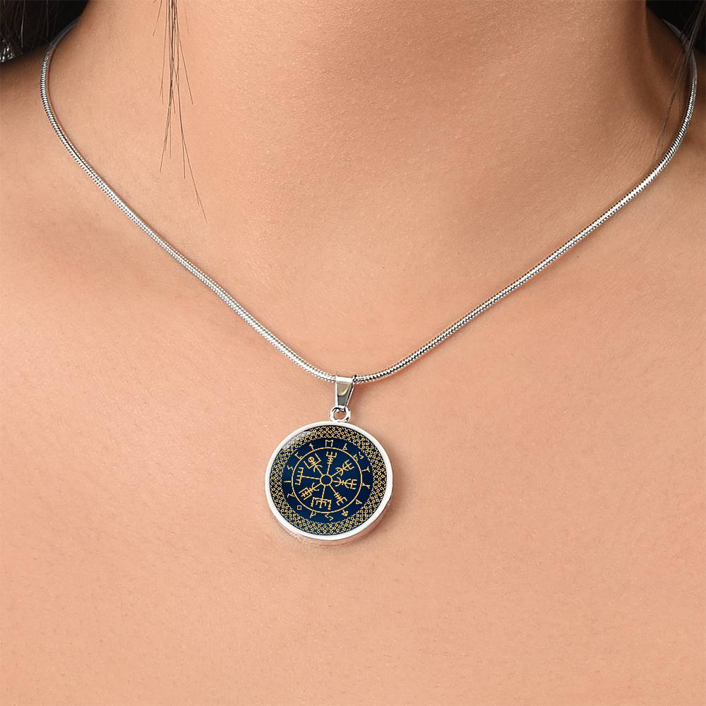 Vegvisir Pendant Personalised | Wayfinder Viking Compass Necklace | Norse Runes Necklace | Nordic Pagan Protection Amulet