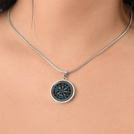 Vegvisir Pendant Personalised | Wayfinder Viking Compass Necklace | Norse Runes Necklace | Nordic Pagan Protection Amulet