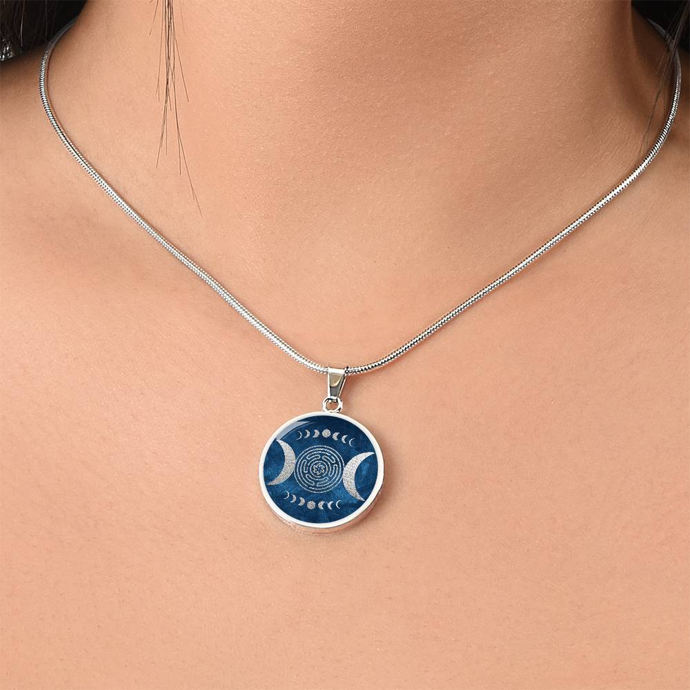 Hekates Magic Necklace, Hekate Pendant, Wheel of Hekate with Triple Moon