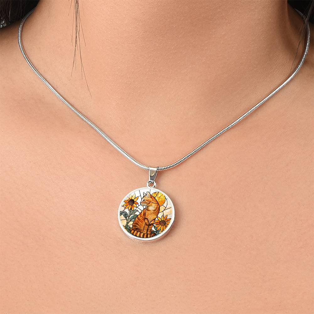 Ginger Cat Faux Stained Glass Necklace | Ginger Cat Pendant