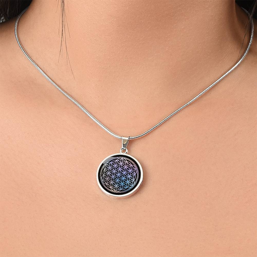 Flower of Life Holographic Art Necklace | Sacred Geometry Jewelry