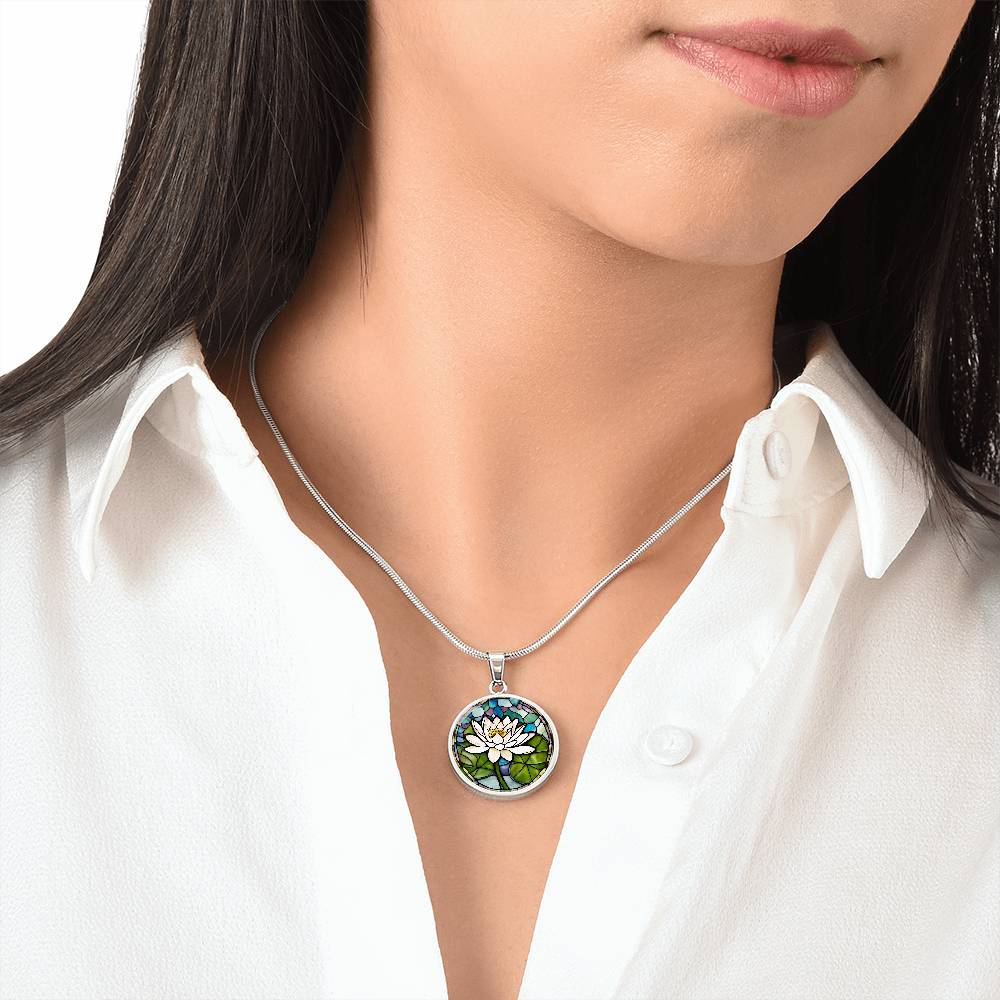 Birth Month Flower Necklace | Lily of the Valley Birth Flower Necklace | May Birth Flower Necklace | Stained Glass Personalized Pendant Necklace