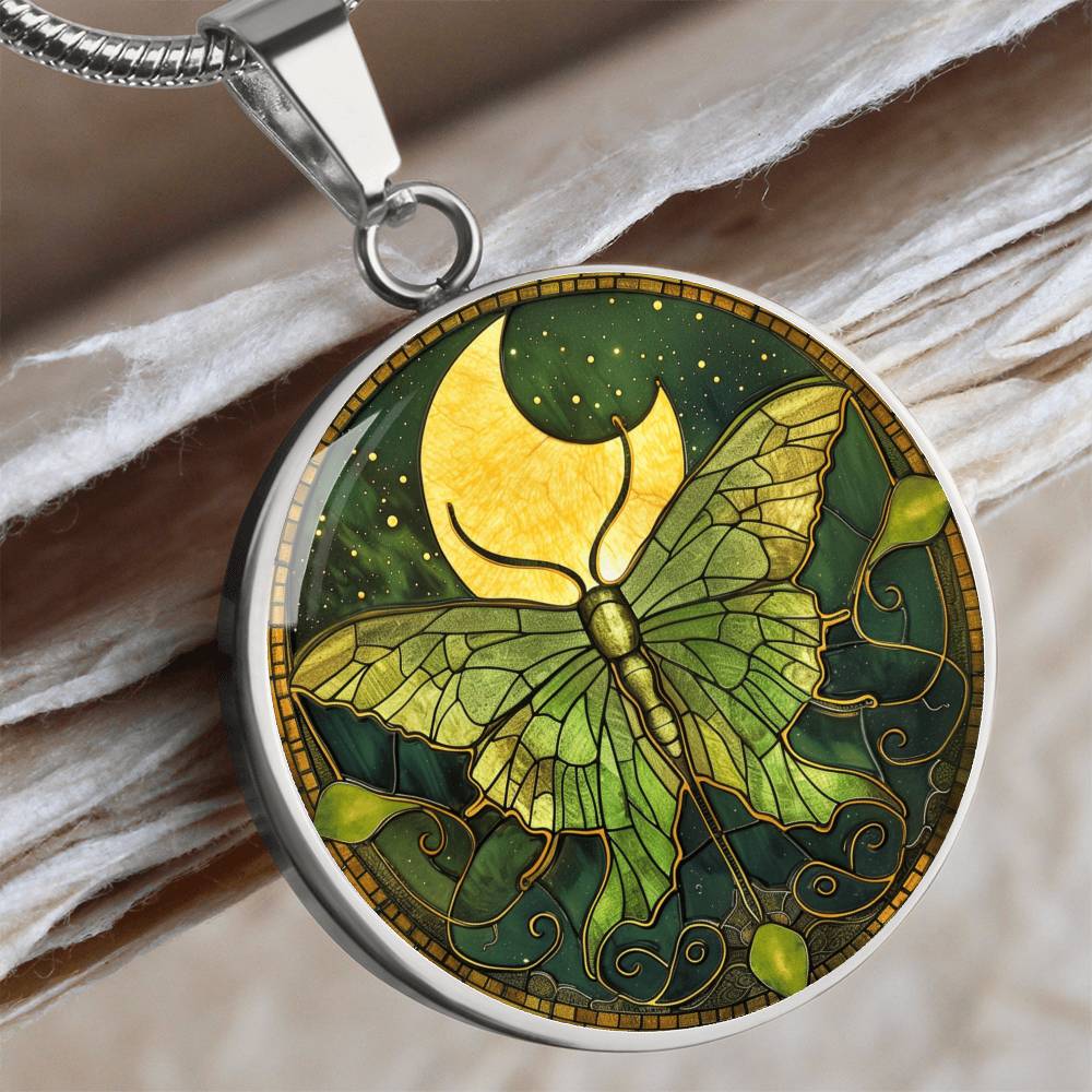 Luna Moth Vintage Necklace | Intuition Jewelry | Whimsical Goth Jewelry  | Bug Jewelry