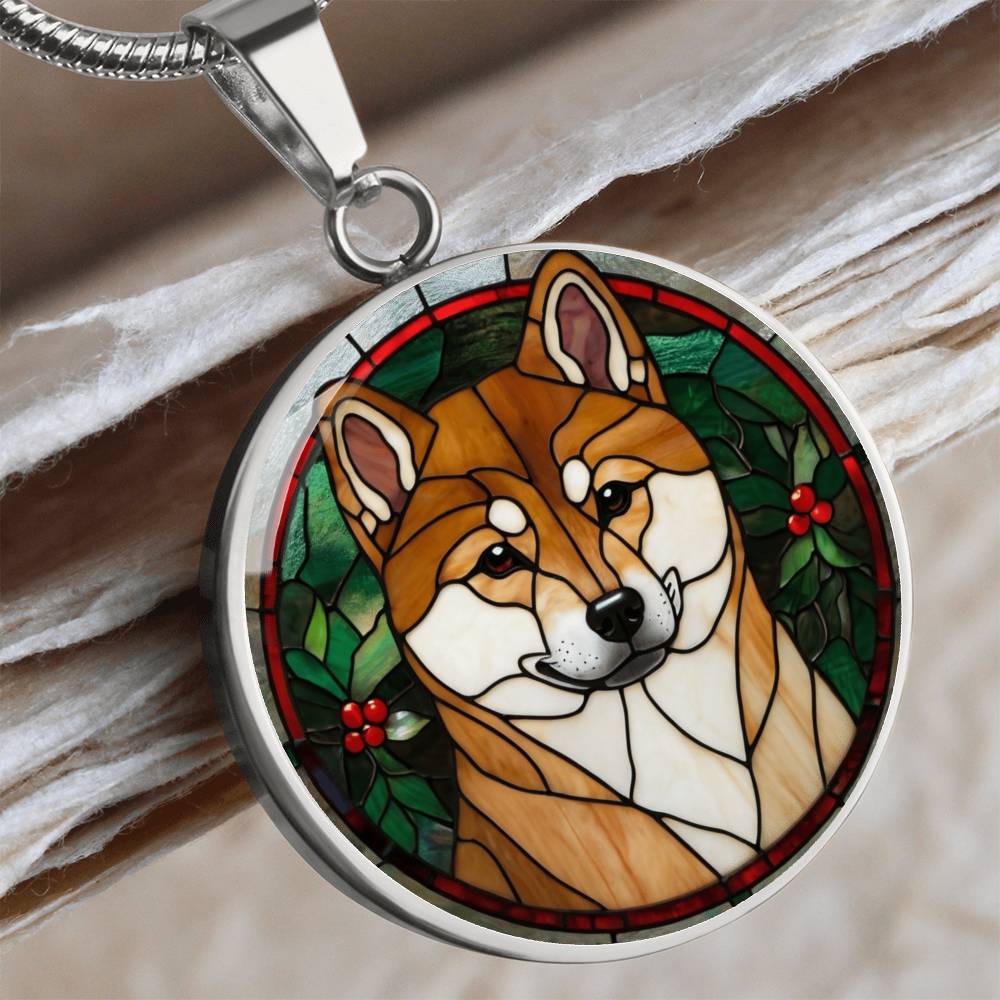 Stained Glass Shibu Inu Pendant | Animal Lover Gift | Shibu Inu Mom | Jewelry For Pet Loss