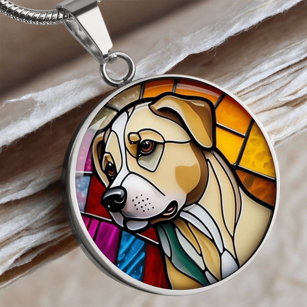 Stained Glass Personalized Pendant Necklace | Animal Lover Gift | Dog Mom Birthday Present | Jewelry For Pet Loss