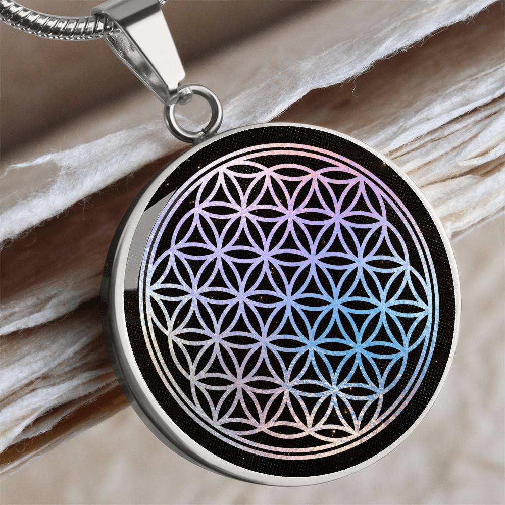 Flower of Life Holographic Art Necklace | Sacred Geometry Jewelry