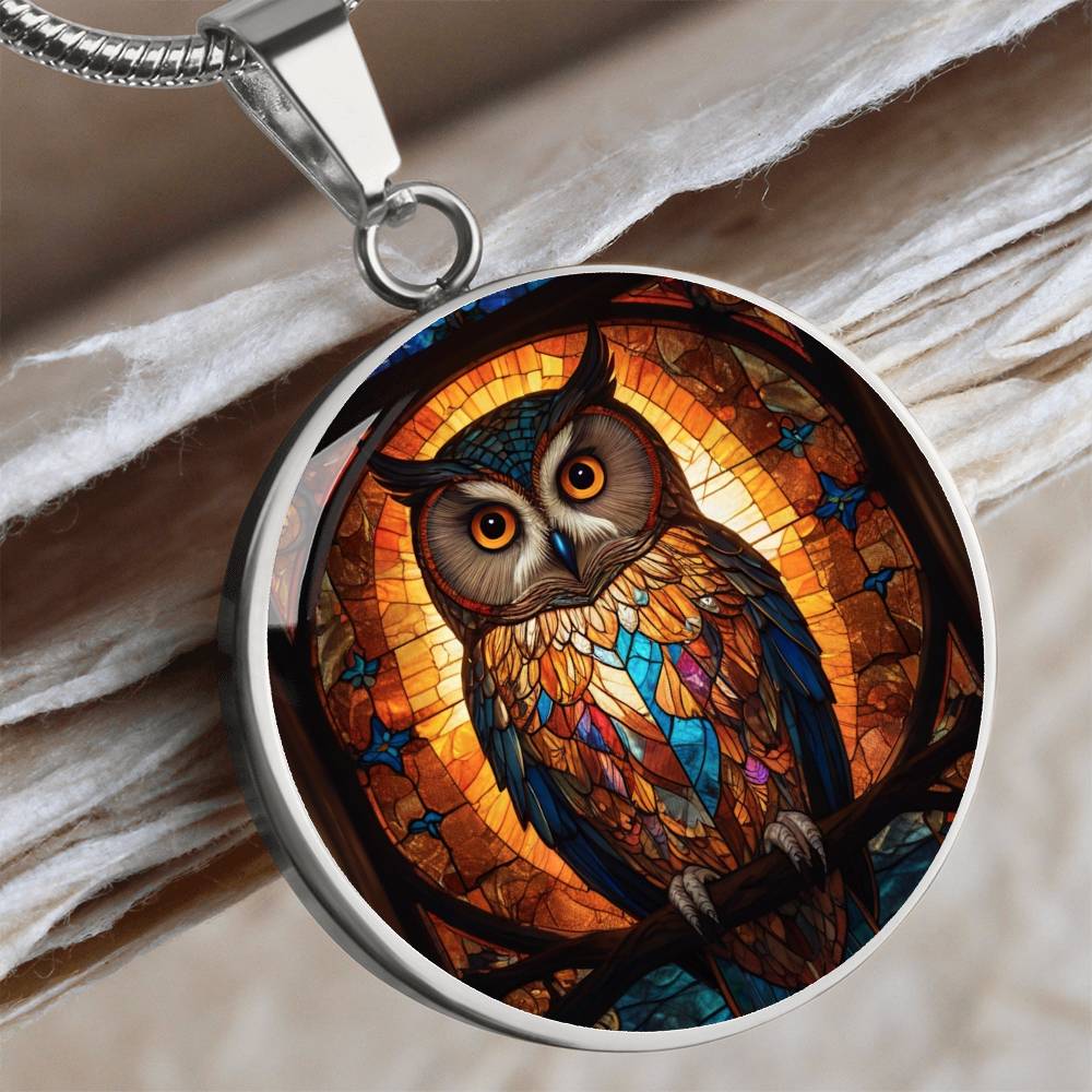 Owl Faux Stained Glass Pendant | Owl Necklace | | Owl Lover Gift