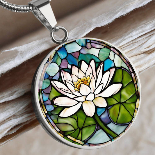 Birth Month Flower Necklace | Lily of the Valley Birth Flower Necklace | May Birth Flower Necklace | Stained Glass Personalized Pendant Necklace