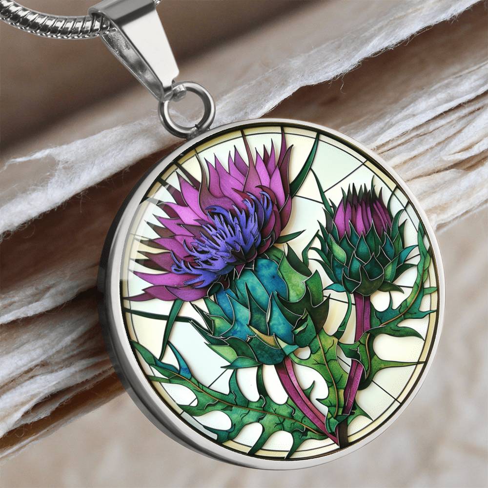 Scottish Thistle Pendant | Faux Paper Scottish Thistle Art