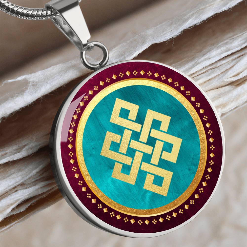 Endless Knot Pendant Necklace Red