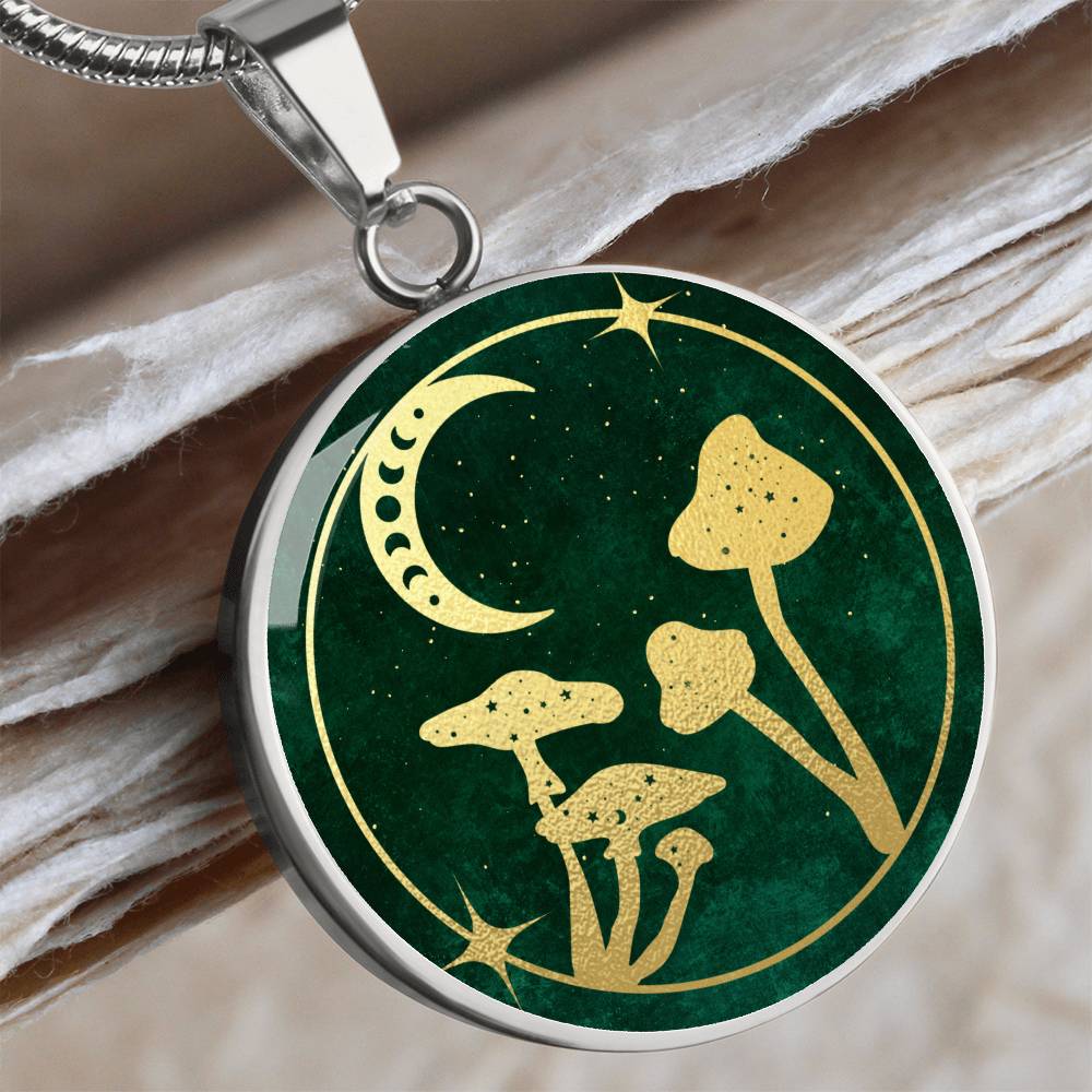 Mushrooms and Moon Pendant