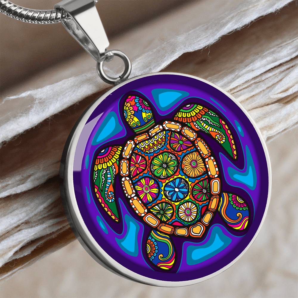 Turtle Lover Necklace | Tribal Art Turtle Pendant