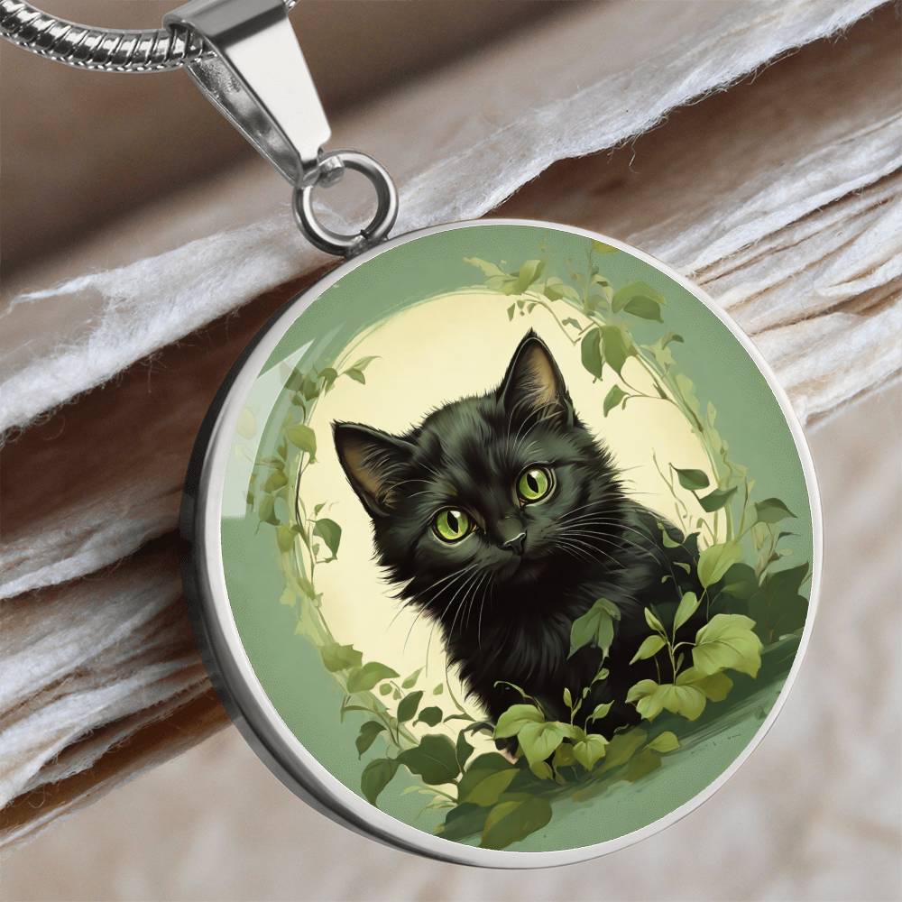 Vintage Cute Black Kitten pendant, cute kitten gift, cat lover pendant or keychain