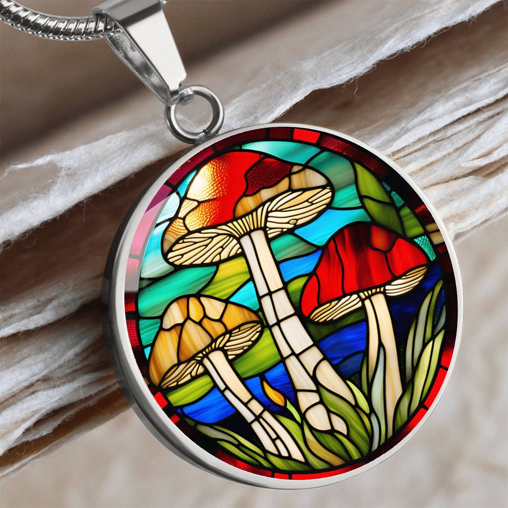 Mushroom Pendant Stained Glass Art Effect