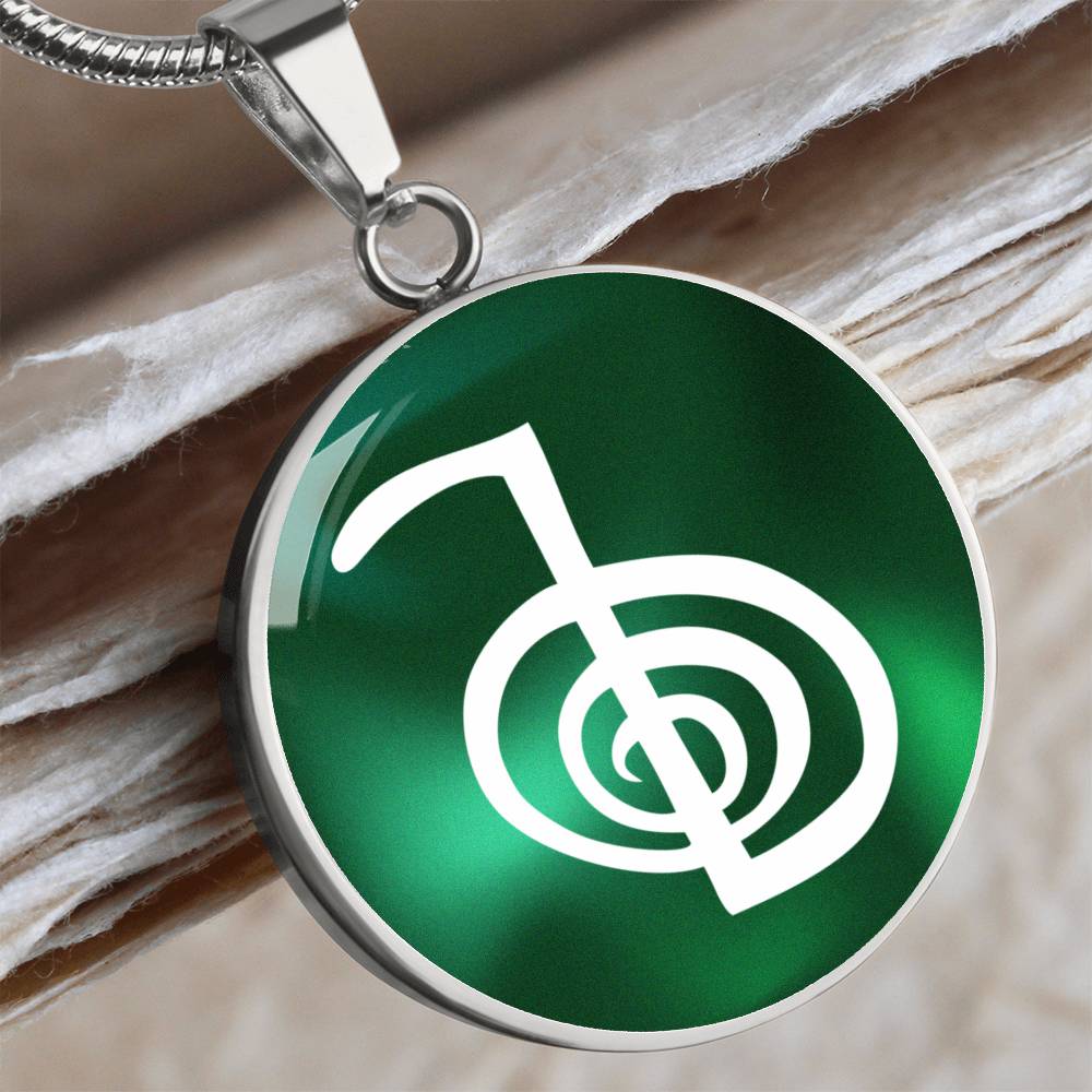 Reiki Symbol Pendant Green / Reiki Cho Ku Rei Pendant