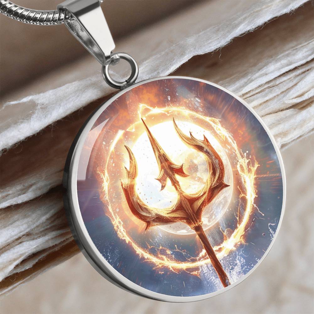 Poseidon Trident Pendant Necklace / Sea God Pendant