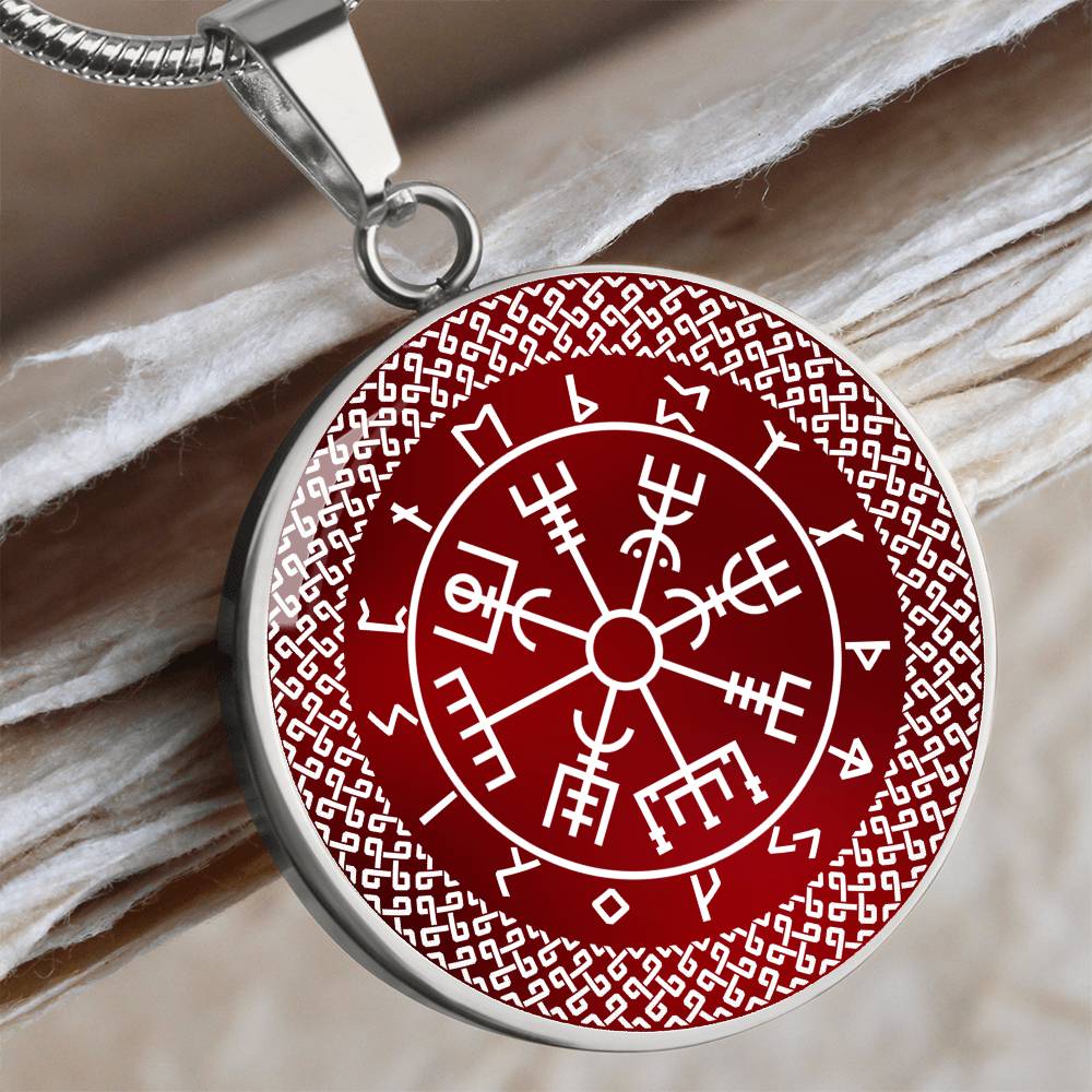 Vegvisir Pendant | Wayfinder Viking Compass Necklace | Norse Runes Necklace | Nordic Pagan Protection Amulet