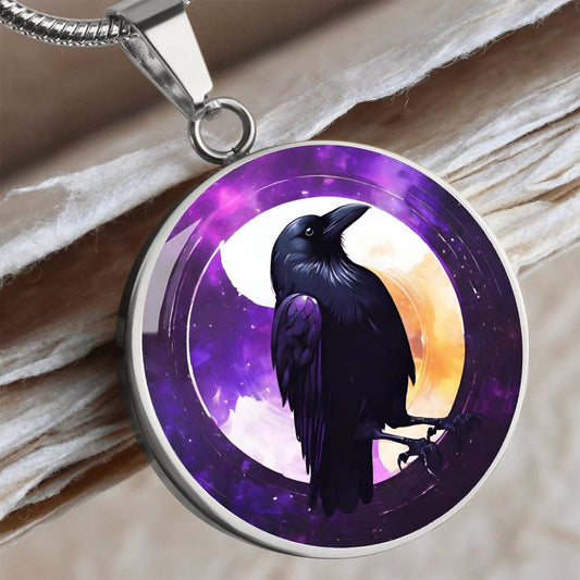 Engraved Raven Necklace | Black Bird Jewelry  | Crow Necklace | Spooky Symbolic Gift | Gifts for Her | Goth Necklace