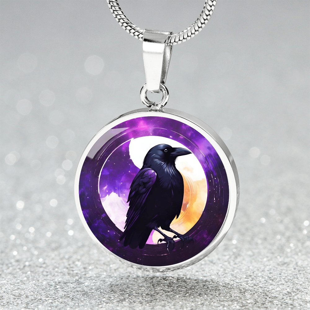 Engraved Raven Necklace | Black Bird Jewelry  | Crow Necklace | Spooky Symbolic Gift | Gifts for Her | Goth Necklace