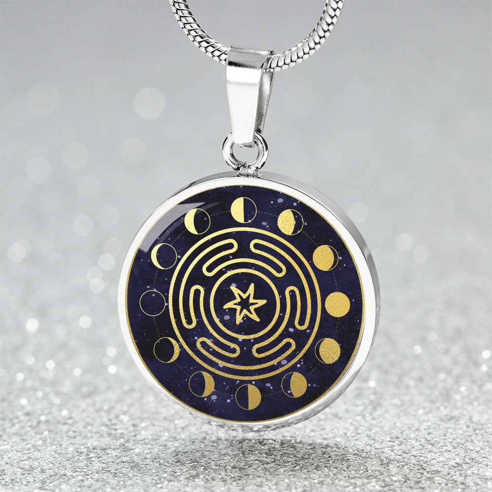 Hekate Magic Strophalos Necklace | Hekate Moon Phase Pendant