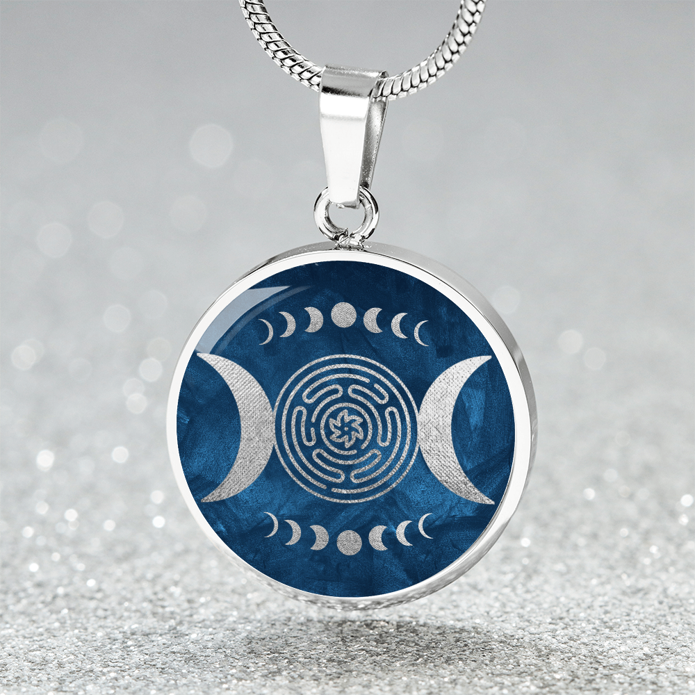 Hekates Magic Necklace, Hekate Pendant, Wheel of Hekate with Triple Moon