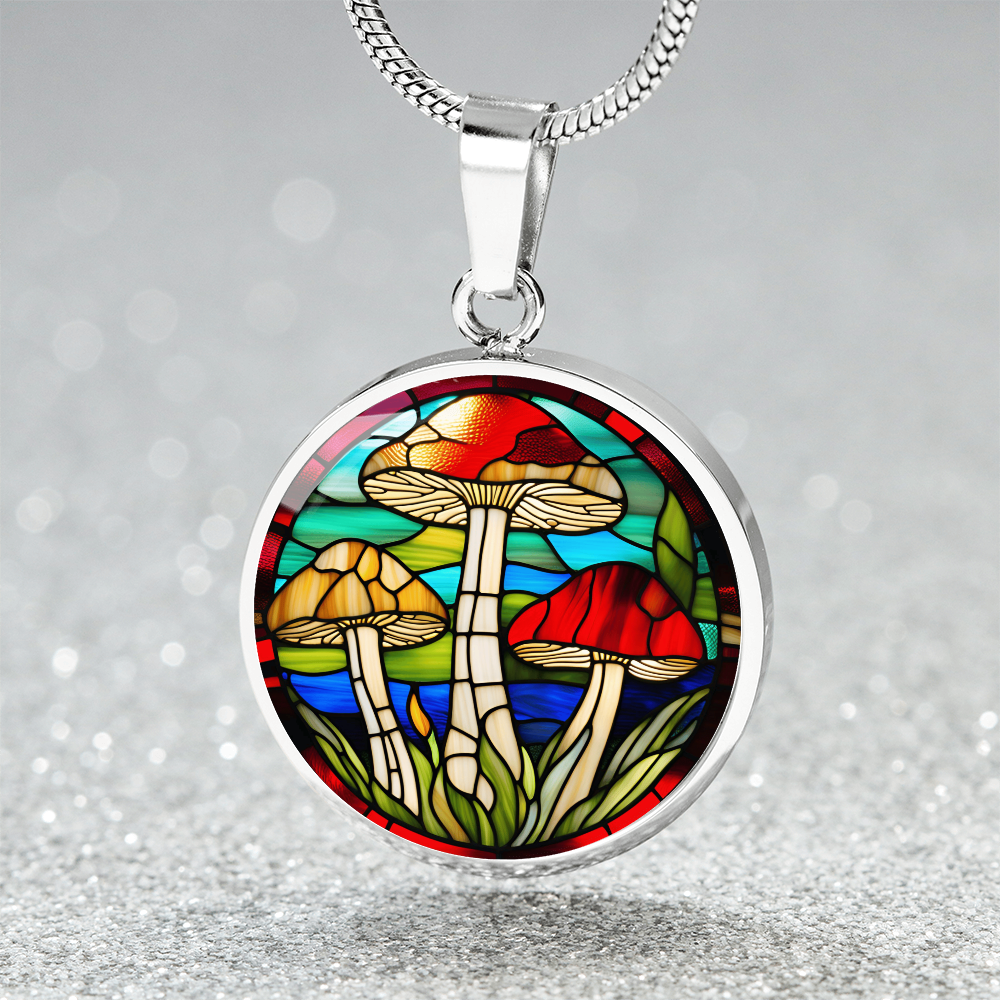Mushroom Pendant Stained Glass Art Effect