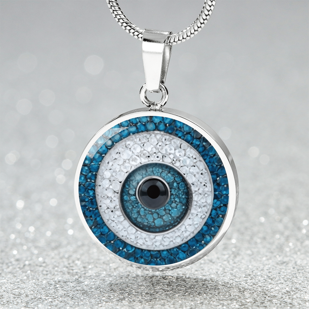 Turkish Evil Eye Charm Pendant | Protection Jewelry | Good Luck Charm Eye Necklace | Evil Eye Pendant Chain | Faux Pave Diamond Look