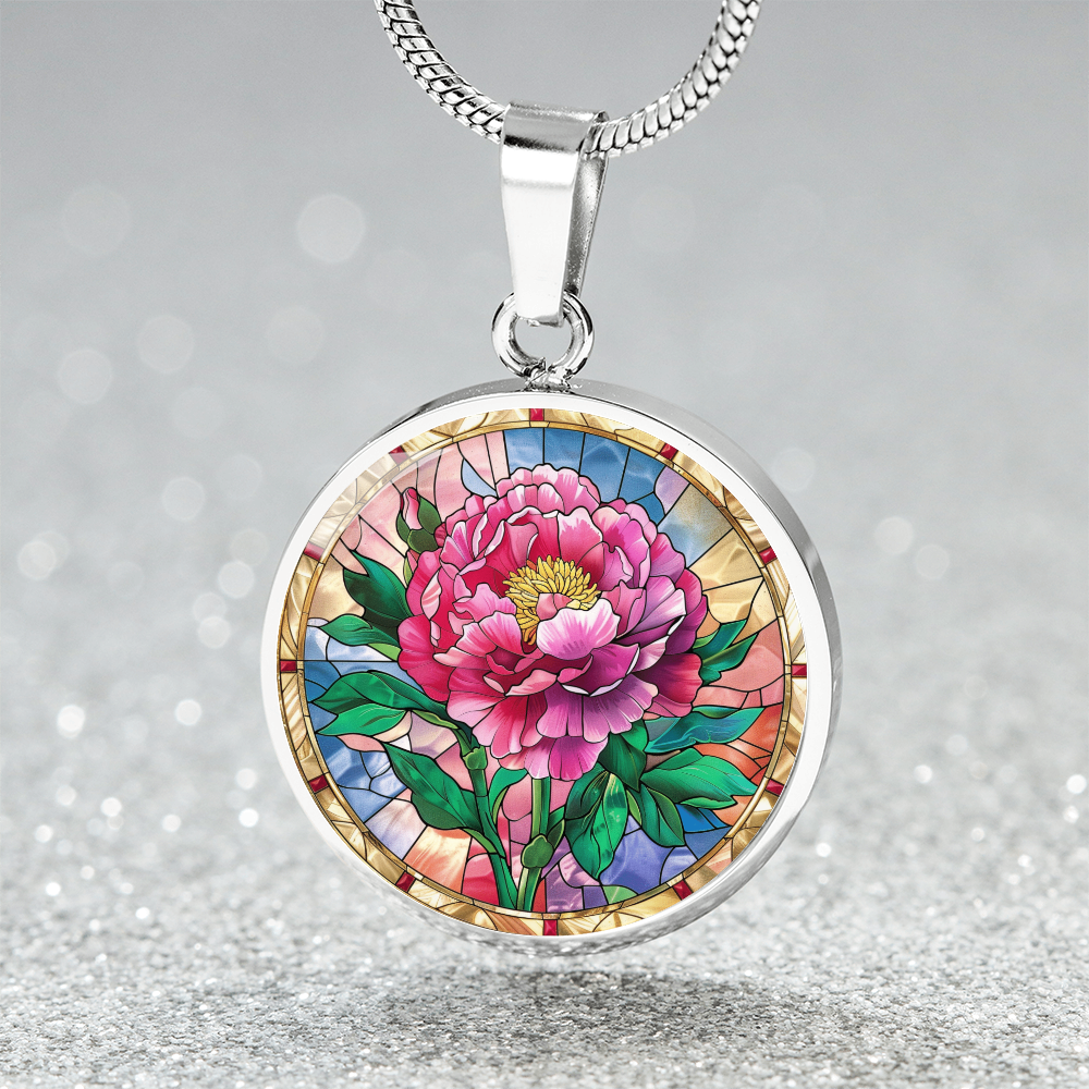 Carnation Flower Faux Stained Glass Pendant