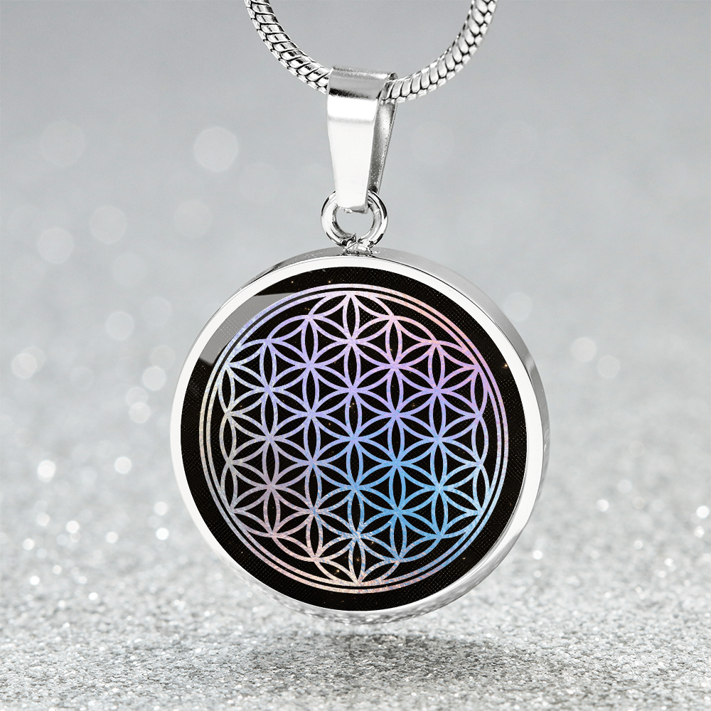 Flower of Life Holographic Art Necklace | Sacred Geometry Jewelry