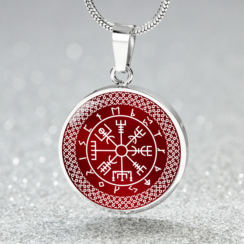 Vegvisir Pendant | Wayfinder Viking Compass Necklace | Norse Runes Necklace | Nordic Pagan Protection Amulet