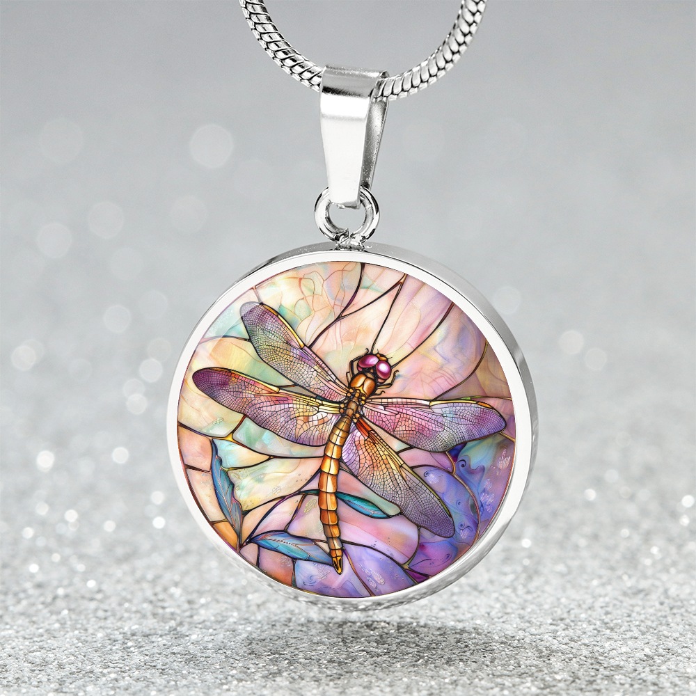 Dragon Fly Stained Glass Effect Pendant | Dragonfly Necklace