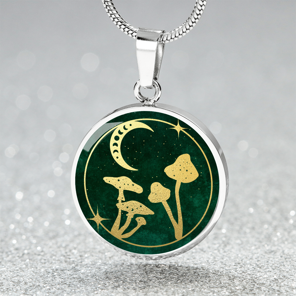 Mushrooms and Moon Pendant