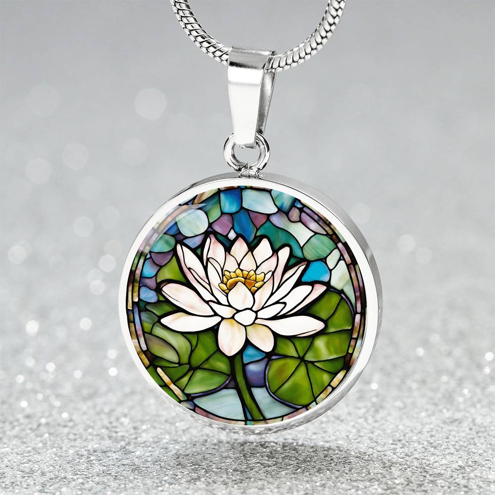 Birth Month Flower Necklace | Lily of the Valley Birth Flower Necklace | May Birth Flower Necklace | Stained Glass Personalized Pendant Necklace