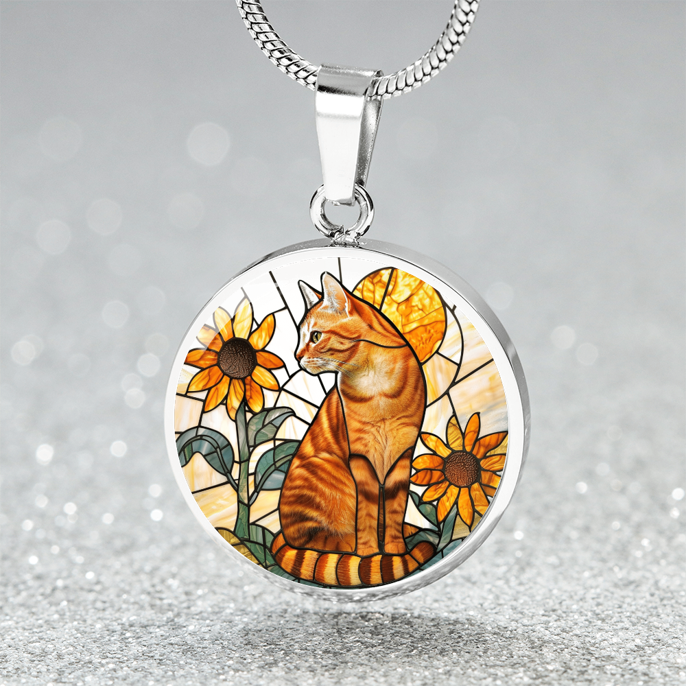 Ginger Cat Faux Stained Glass Necklace | Ginger Cat Pendant