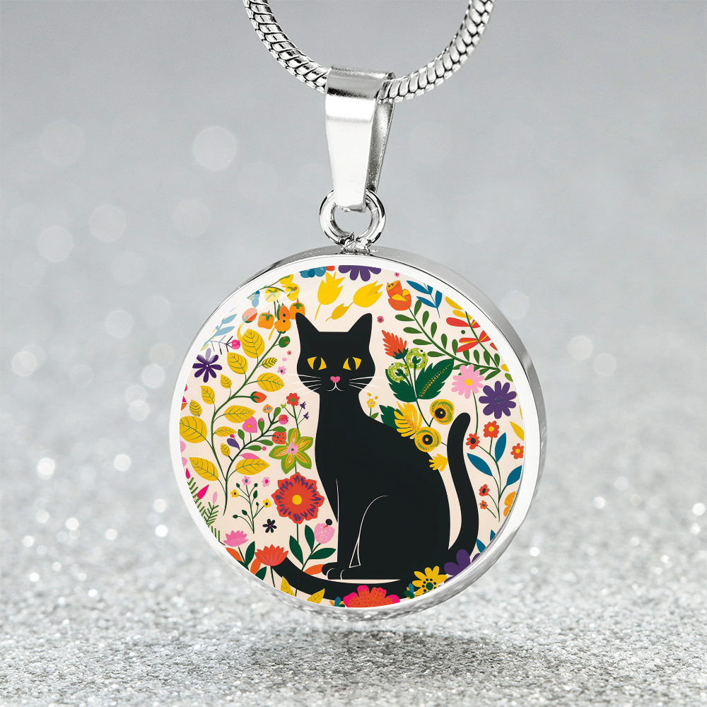 Art Nouveau Black Cat Pendant Necklace | Lovely Cat Jewelry | Cat Lover Gift | Kitty Jewelry