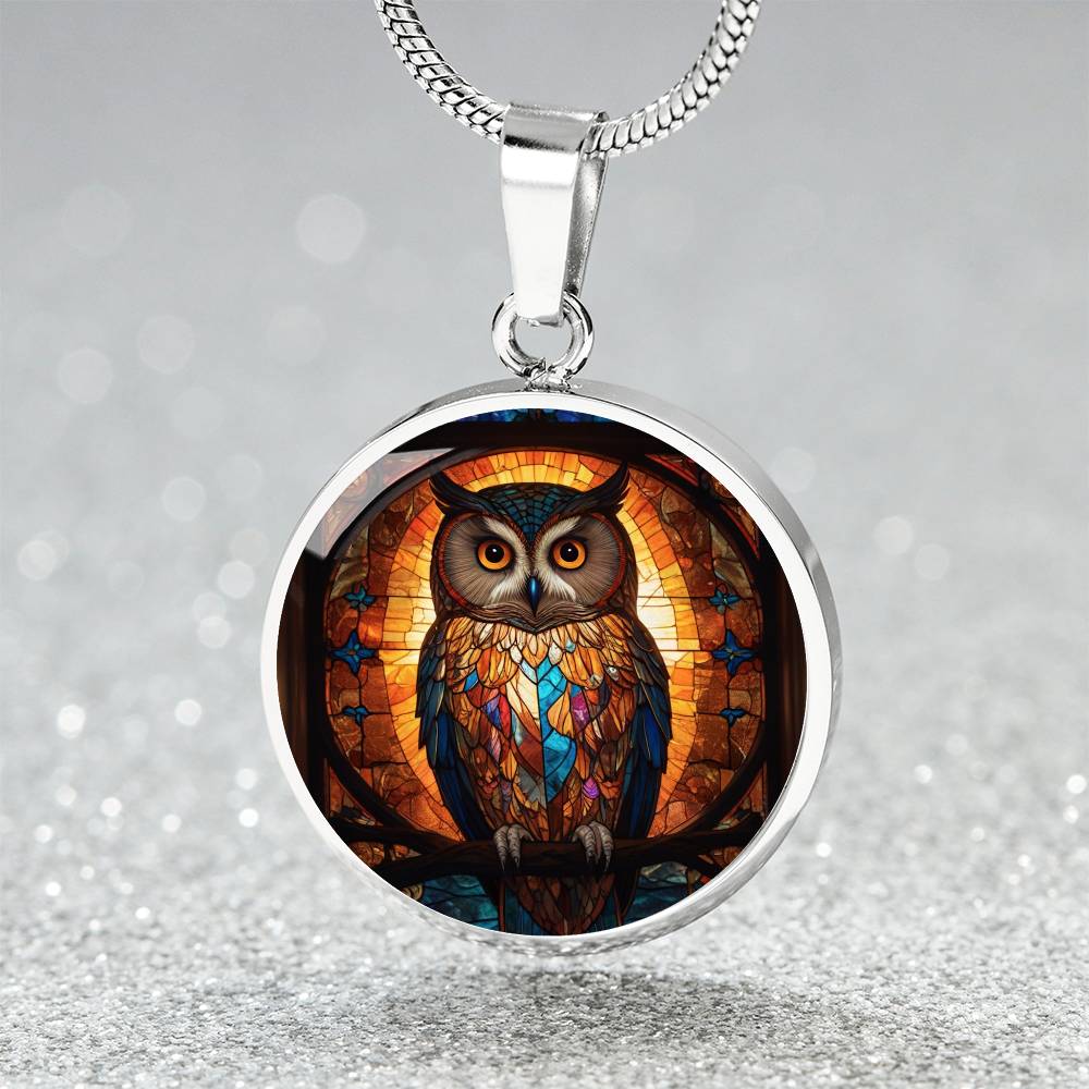 Owl Faux Stained Glass Pendant | Owl Necklace | | Owl Lover Gift