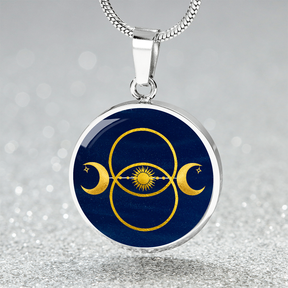 Triple Moon Sun Vesica  Pisces Pendant