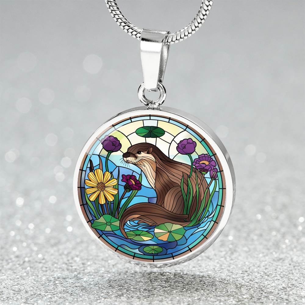 Otter Faux Stained Glass Pendant