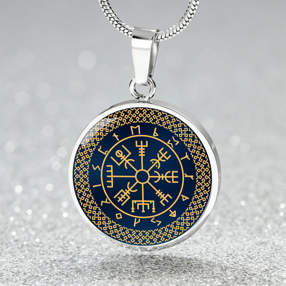 Vegvisir Pendant Personalised | Wayfinder Viking Compass Necklace | Norse Runes Necklace | Nordic Pagan Protection Amulet